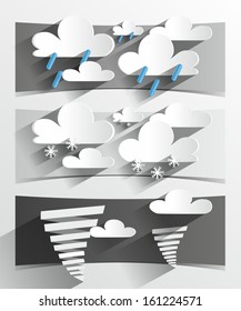 Creative 3D Cartoon Weather Banners vector illustration