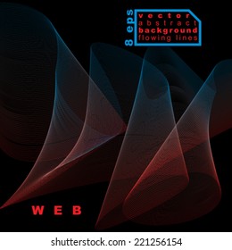 Creative 3d delicate background with abstract flowing lines. Aerial wavy elegant strip, dark contrast  textile composition.