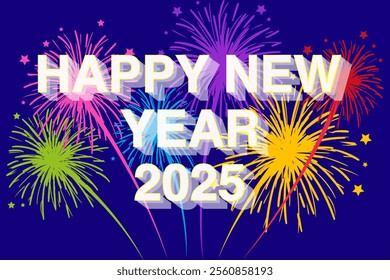 Creative 3D Design for New Year Celebrations 2025,Unique 3D Graphics for Happy New Year 2025, Eye Catching 3D Design for 2025 New Year Greetings