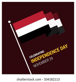 Creative 3d Flag. Vector Yemen Independence Day Celebrating 29 November Celebration Card. Illustration