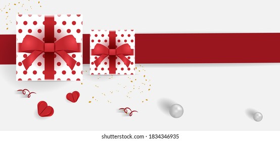 Creative 3d gift boxing day with red line background design vector