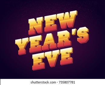 Creative 3D golden text New Year Eve on purple background.