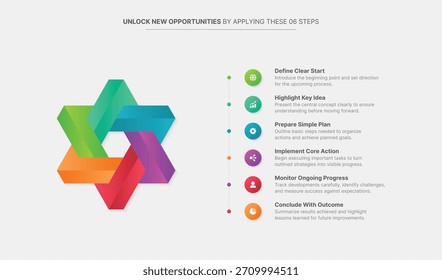 Diseño creativo de Plantilla de infografía 3D con 6 pasos Opciones