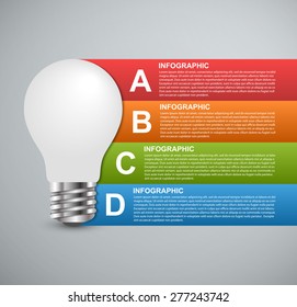 Creative 3D light bulb infographics design template.