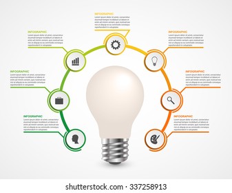 Creative 3D light bulb infographics design template.