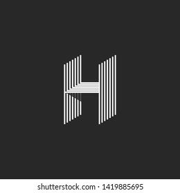 Creative 3d logo H letter monogram thin parallel lines style, isometric linear identity emblem