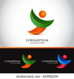 Creative 3D People Logo Design  Template for Company Business. Vector Illustration