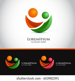 Creative 3D People Logo Design  Template for Company Business. Vector Illustration
