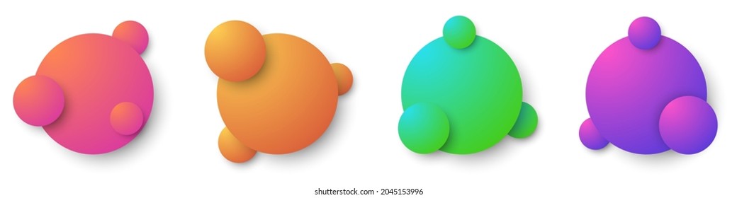 Creative 3d shapes. Vector illustration. Set of abstract modern graphic elements. Cute banners with gradient.