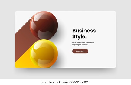 Creative 3D spheres annual report concept. Amazing horizontal cover design vector layout.