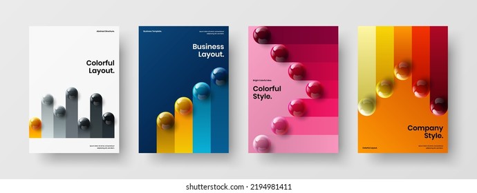 Creative 3D spheres banner layout bundle. Clean poster A4 design vector concept collection.