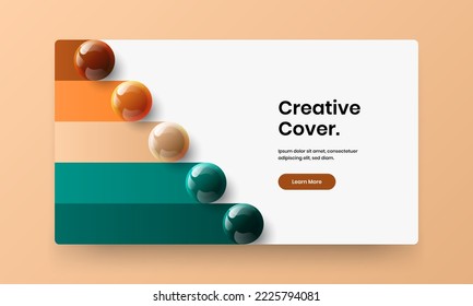 Creative 3D spheres banner layout. Isolated booklet design vector illustration.