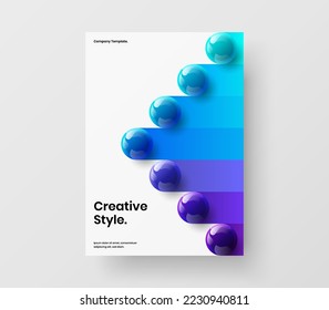 Creativa ilustración de folletos de esferas 3D. Plantilla vectorial de diseño minimalista de portada de la empresa.