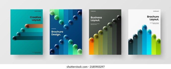 Creative 3D spheres company identity template collection. Clean cover design vector concept set.