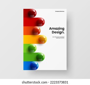 Diseño creativo de folletos corporativos de esferas 3D. Increíble ilustración vectorial de diseño de identidad de la empresa.