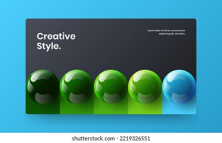 Creative 3D spheres front page concept. Bright book cover design vector layout.