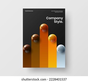 Creative 3D spheres front page illustration. Amazing company identity A4 vector design concept.