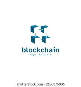 Creative 3d style blockchain icon vector logo