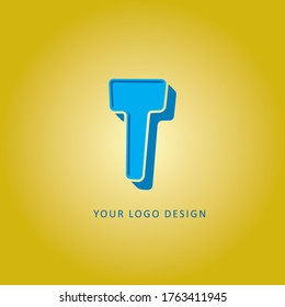 Diseño creativo de logotipos de letras 3D T con formas y sombras | Alfabeto