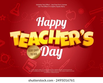 Creative 3d text Back to school editable style effect template on red background