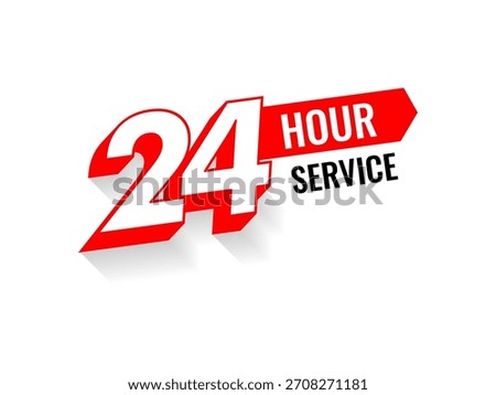 Creative 3D text design showing 24 hour service 7 days a week concept, perfect for support center branding, business marketing, open availability and customer care illustrations.