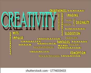 Creative 3d text a meaningful word related thoughts displayed at blue illustrator English language abstract. 