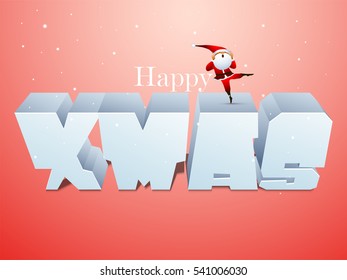 Creative 3D Text Xmas on shiny background, Elegant Poster, Banner or Flyer for Merry Christmas celebration.