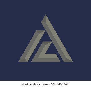 Creative 3D triangle geometric abstract letter AC logo design template. 