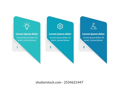 Creative 3-Step Business Timeline Template: Vector Infographic with Engaging Process Flow for Simplified Strategic Visualization and Presentation.