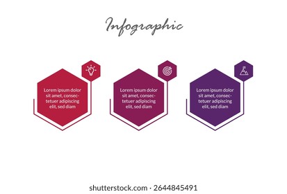 Creative 3-Step Infographic – Professional Flat Design for Visualizing Workflow Systems, Marketing Campaigns, and Analytical Data Presentations.