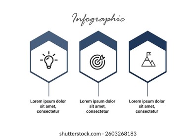Creative 3-step infographic for streamlined presentations, banners, and brochures, enhancing clarity and impact.
