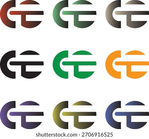 Una creativa cuadrícula de 3x3 de logotipos estilizados con las letras "C" y "E" integradas en un diseño de barra circular y Horizontal.
