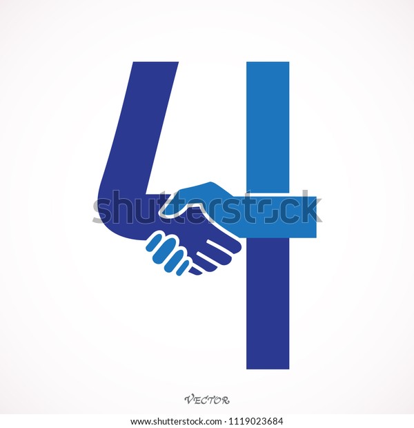 Creative 4 Number Icon Abstract Logo Stock Vector Royalty Free