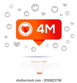 Creative (4M), 4million likes design for social network, Vector illustration.