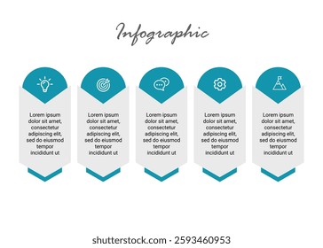 Creative 5-Step Process Infographic, Workflow Chart, Process Diagram, Flow Chart Design, Presentation Template, Business Infographic, Data Flow
