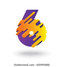 Creative 6 Number design vector template. Abstract Editable Colorful Alphabet. Type Characters Logotype symbols.