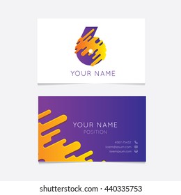 Creative 6 Number logo on Business Card Template. Abstract Editable Alphabet. Type Characters Logotype symbols.