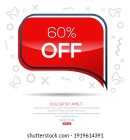 Creative (60% Off) text written in speech bubble ,Vector illustration.
