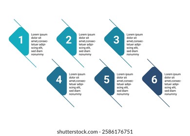 Creative 6-Step Infographic for Business Reports, Presentations, and Strategy Planning. Professional Vector with Modern Design.