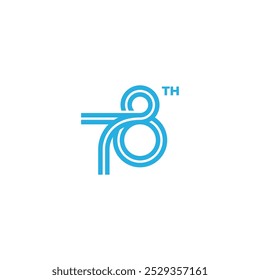 Diseño creativo del logotipo del aniversario de 78 años. Símbolo de conmemoración y celebración del evento anual. Logotipo anual del aniversario en el fondo blanco