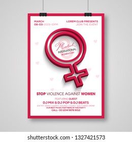 Creative 8 March Flyer vector design icon with international women's day.-Vector illustration. - Vector