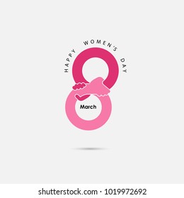 Creative 8 March logo vector design with international women's day icon.Women's day symbol. Minimalistic design for international women's day concept.Vector illustration
