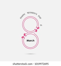 Creative 8 March logo vector design with international women's day icon.Women's day symbol. Minimalistic design for international women's day concept.Vector illustration
