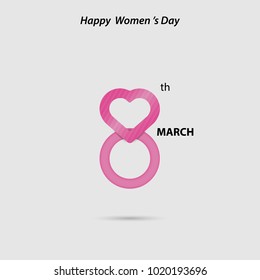 Creative 8 March logo vector design with international women's day icon.Women's day symbol. Minimalistic design for international women's day concept.Vector illustration