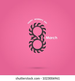 Creative 8 March logo vector design with international women's day icon.Women's day symbol. Minimalistic design for international women's day concept.Vector illustration

