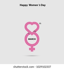 Creative 8 March logo vector design with international women's day icon.Women's day symbol.Minimalistic design for international women's day concept.Vector illustration
