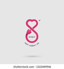 Creative 8 March logo vector design with international women's day icon.Women's day symbol. Minimalistic design for international women's day concept.Vector illustration