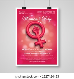 Creative 8 March logo vector flyer design with international women's day background. International women's day concept.Vector illustration - Vector