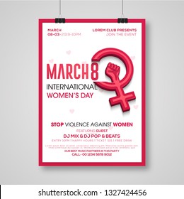 Creative 8 March logo vector flyer design with international women's day background. International women's day concept.Vector illustration - Vector