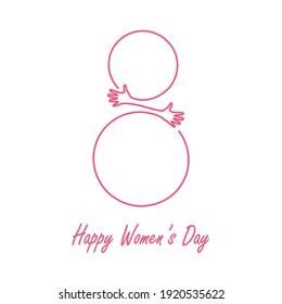 Creative 8 March logo vector design with International women's day icon.Women's day symbol.Minimalistic design for international women's day concept.Vector illustration